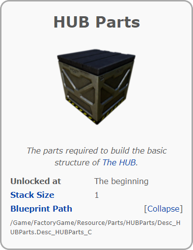 HUB Parts on the Satisfactory Wiki