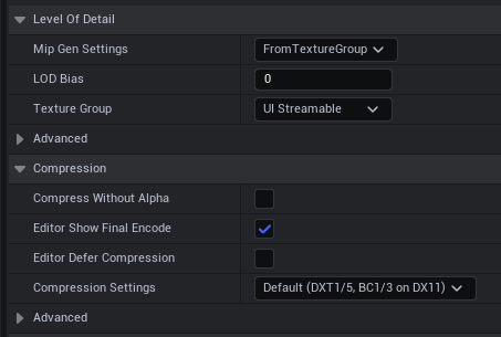 Screenshot of icon Texture asset settings