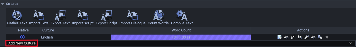Add New Culture button