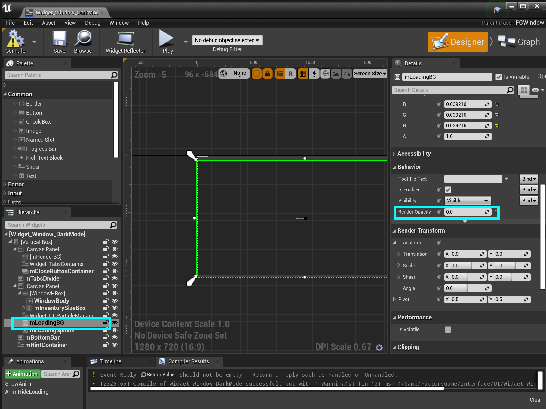 Fix Window Dark Mode opacity in development