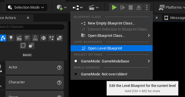 Open Level Blueprint button