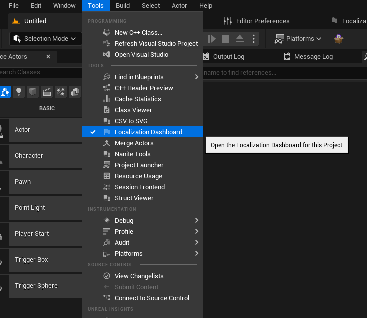 Editor screenshot of Open Localization Dashboard