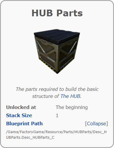 HUB Parts on the Satisfactory Wiki