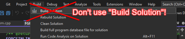 Select Development Editor build target